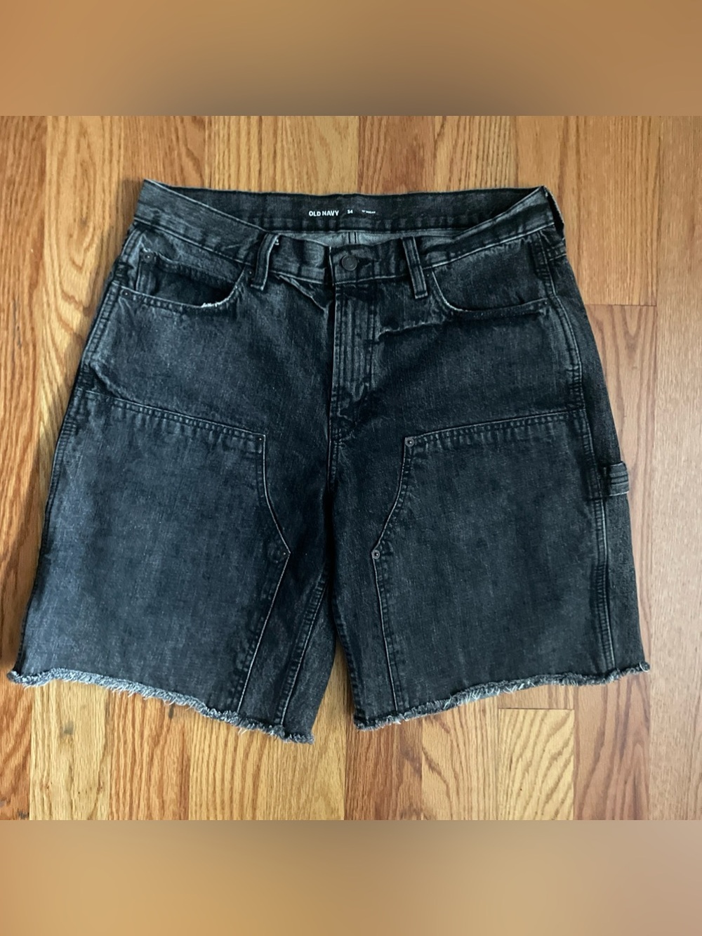 Old Navy Mens Black Denim workwear Utility Shorts